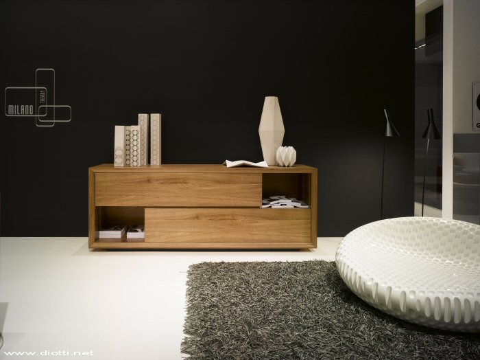 Domus credenza anta ribalta cestone noce